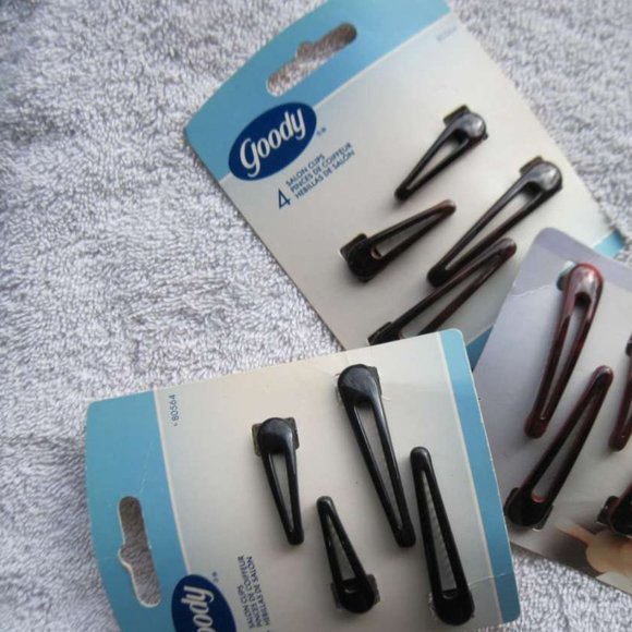 4 Goody Plastic Salon Clips Spring Backs Secure Hair Section Dark Black Red 2002 - Picture 2 of 15